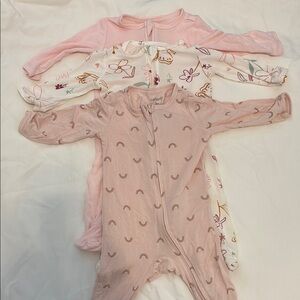 Carter's  sleeper’s 3pack Pink and Cream Footie One Pieces Set